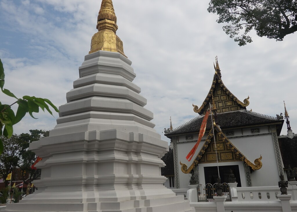 South small white chedi at Wat Chedi Luang, Chiang Mai, Thailand