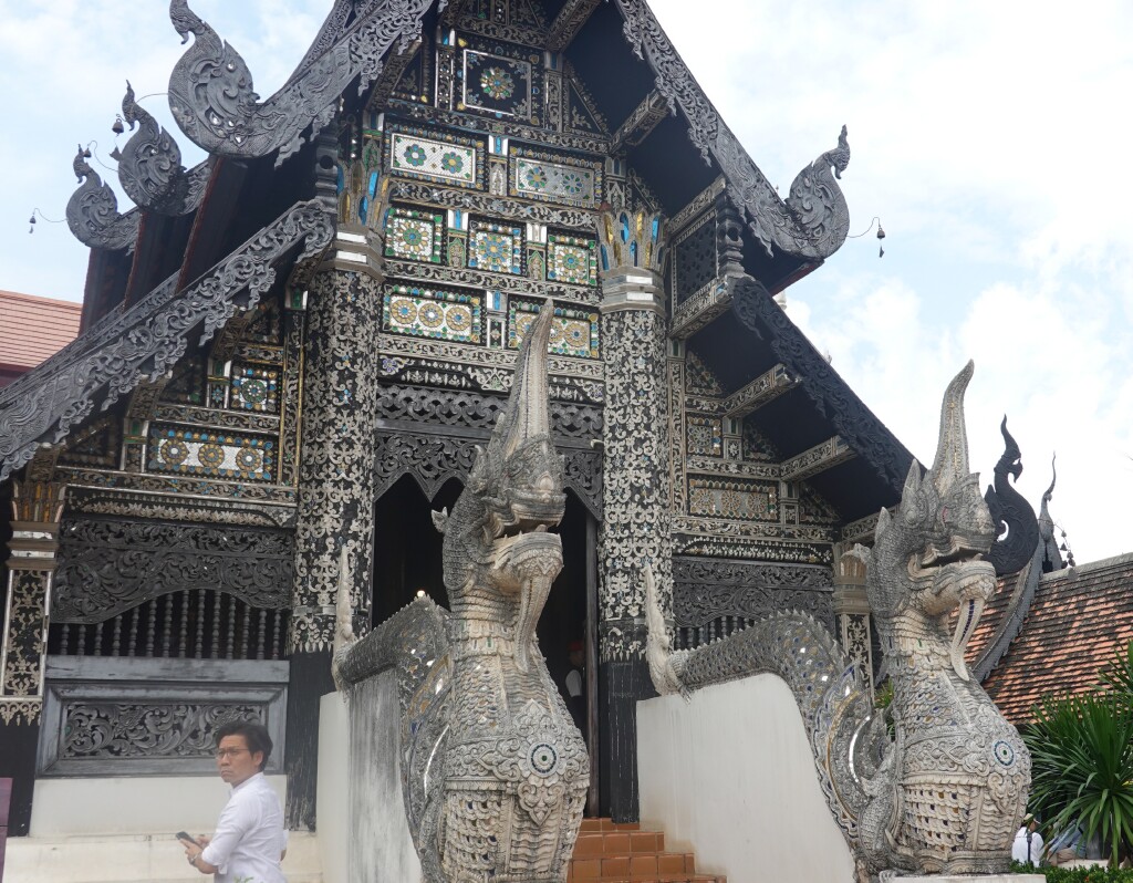 Secondary worship hall decorated in silver at Wat Chedi Luang, Chiang Mai, Thailand