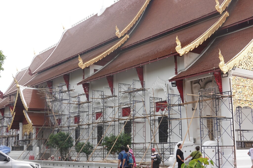 North side of worship hall still under construction at Wat Chedi Luang, Chiang Mai, Thailand